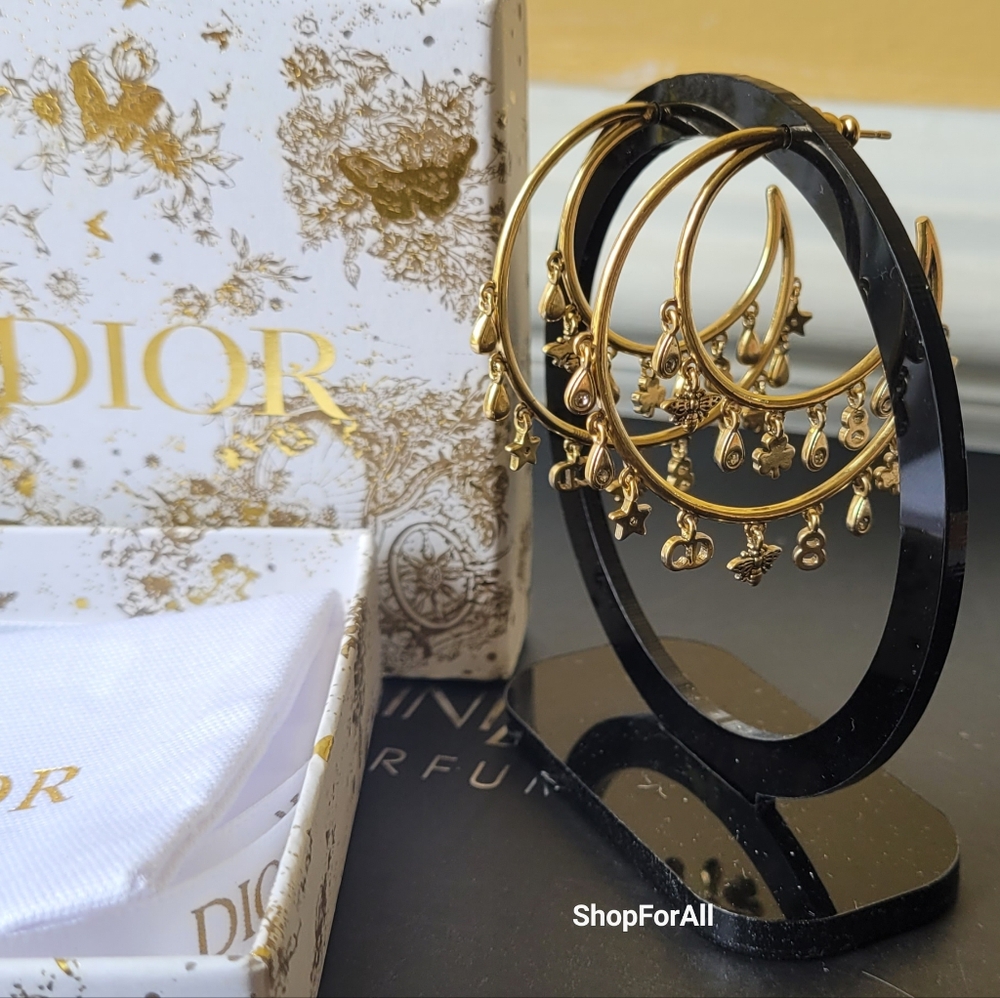 Dior Gold Crescent Moon  Chram Earrings - Picture 7 of 12